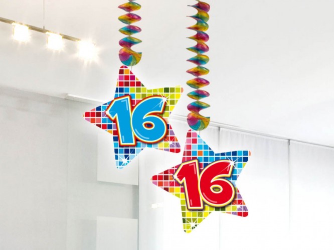 Hangdecoratie Birthday Blocks 16 2 stuks