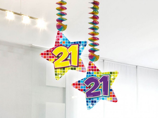 Hangdecoratie Birthday Blocks 21 2 stuks