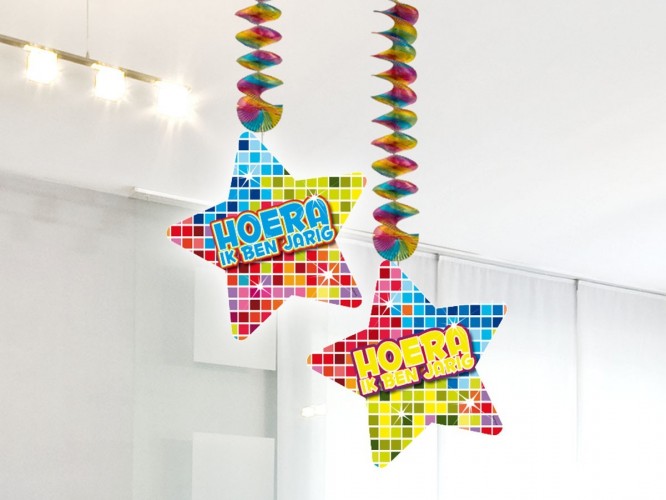 Hangdecoratie Birthday Blocks Hoera ik ben jarig 2 stuks